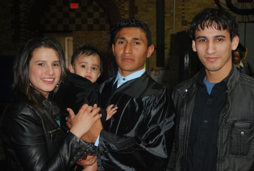 Tomas Barrios celebrated earning his high school diploma with his family at the SDC GED/HSED graduation.