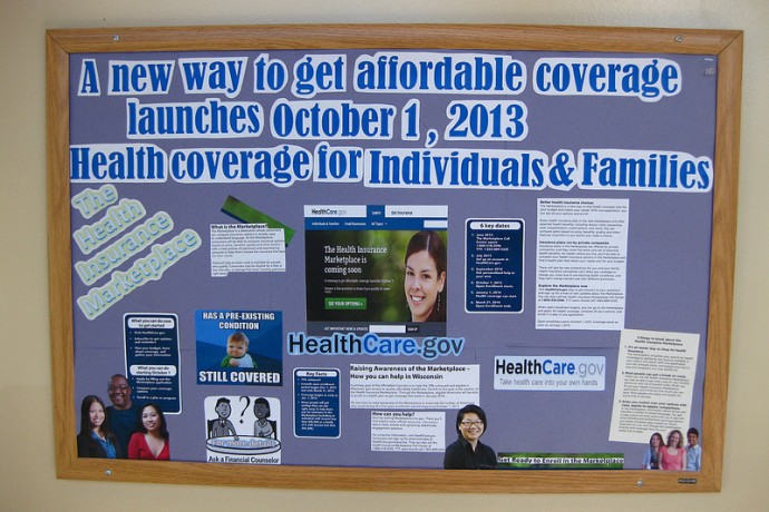 The Lisbon Avenue Health Center informed patients of open enrollment before Oct. 1 via mailings and a bulletin board in the waiting room. (Photo by Rick Brown)