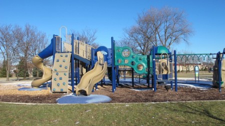 Several new playground structures were added in Johnsons Park in an earlier phase of the reconstruction initiative. (Photo by Andrea Waxman)