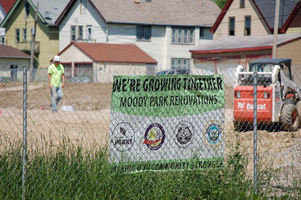 Construction is underway on Moody Park, 2200 W. Burleigh St., as the grand opening date of Aug. 20 nears. (Photo by Edgar Mendez)