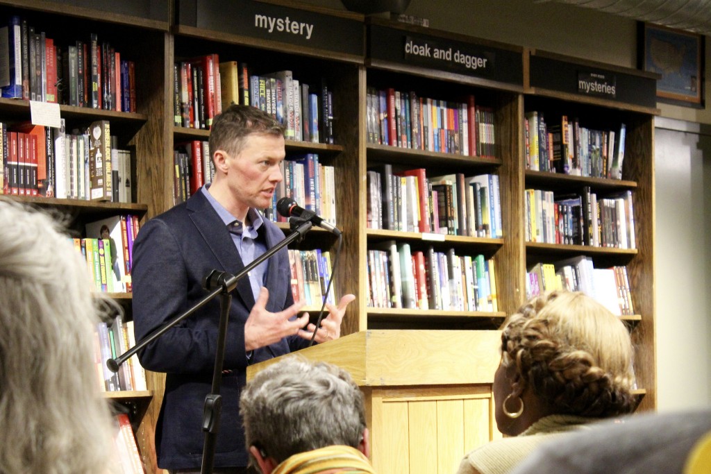Harvard sociologist Dr. Matthew Desmond discusses his book, “Evicted: Poverty and Profit in the American City.” (Photo by Allison Dikanovic)