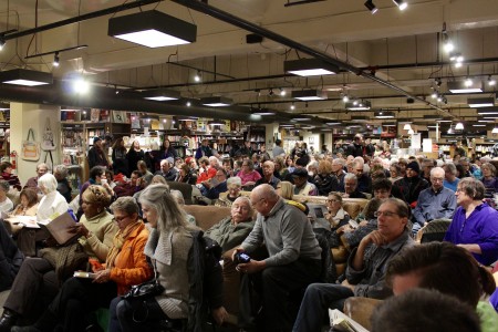 People pack Boswell Books to hear Desmond speak. (Photo by Allison Dikanovic)