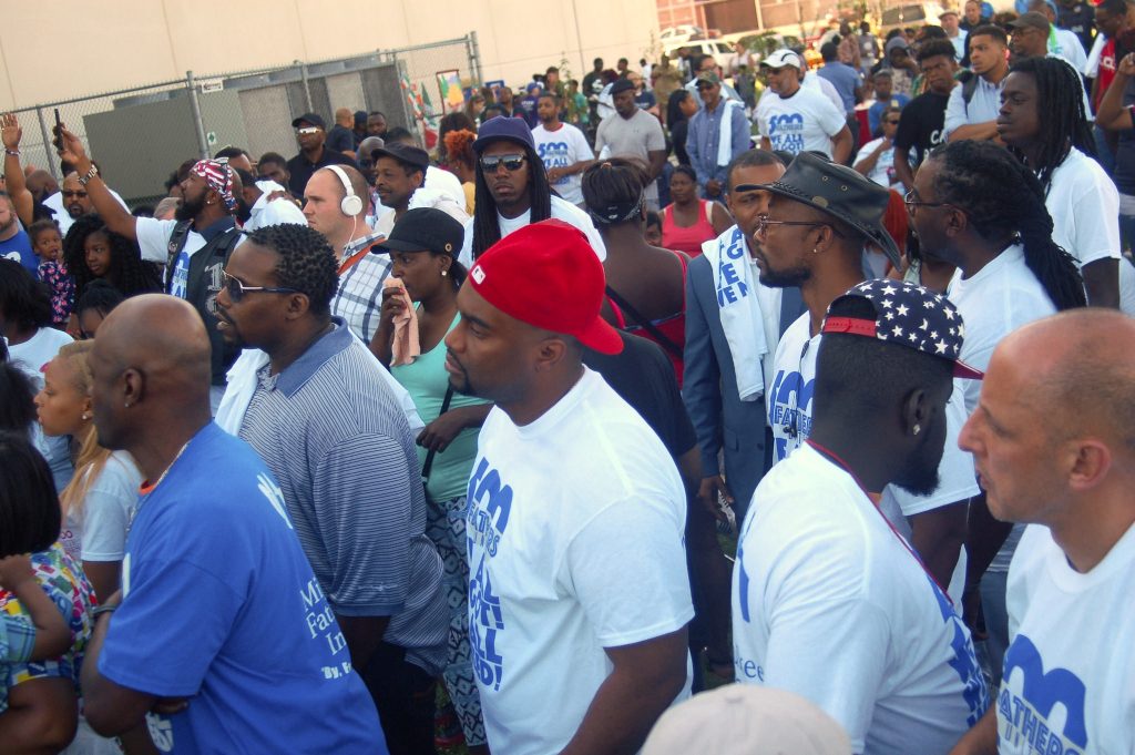 Between 150-200 men gathered for the kickoff of the "500 Fathers United Initiative" at Moody Park. (Photo by Edgar Mendez)