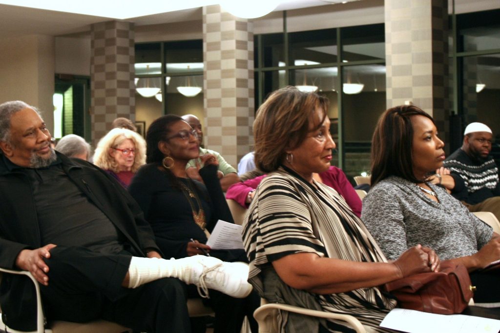 About 60 residents and city leaders attended a panel discussion sponsored by the Community Coalition for Quality Policing at the Jewish Home and Care Center, 1410 N. Prospect Ave. (Photo by Jabril Faraj)