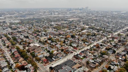 Overhead view of the Clarke Square neighborhood in Milwaukee