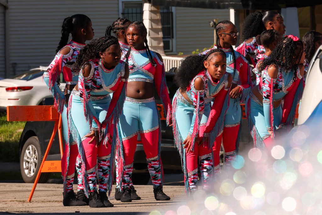 A dance team prepares before the 55th Juneteenth Jubilee Parade on Friday, June 19, 2026 in Milwaukee. (Photo by Jonathan Aguilar / Milwaukee Neighborhood News Service / CatchLight Local)