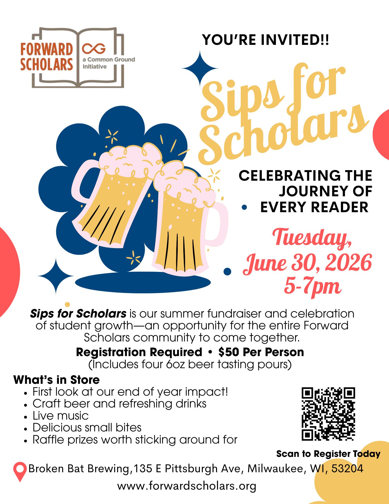 Post From Community: Forward Scholars: Sips for Scholars invitation